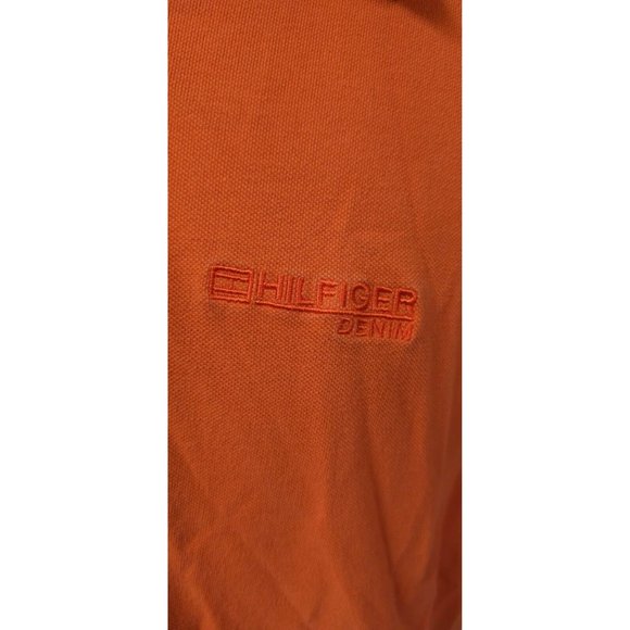 Vtg Tommy Jeans Hilfiger Denim XXL Orange Short Sleeve Embroidered Polo Shirt - Picture 3 of 10